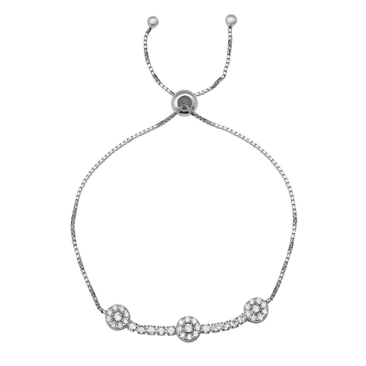 CZ Floral Station Adjustable Bracelet – Queen Jewels New York