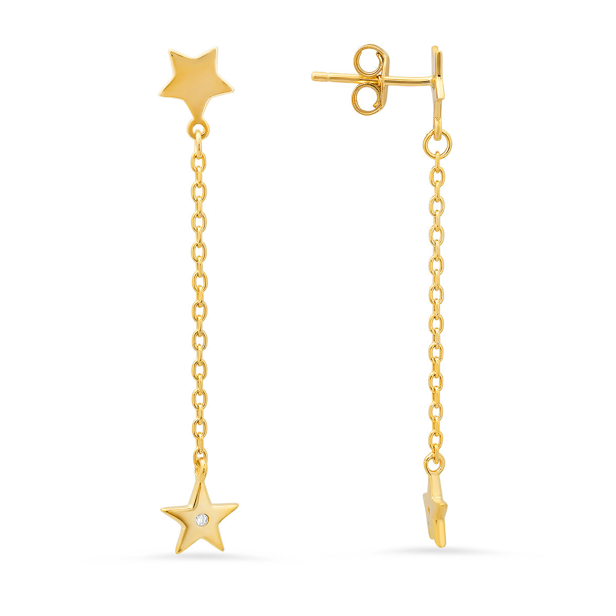 Sterling Silver Petite Dangling Stars CZ Earrings