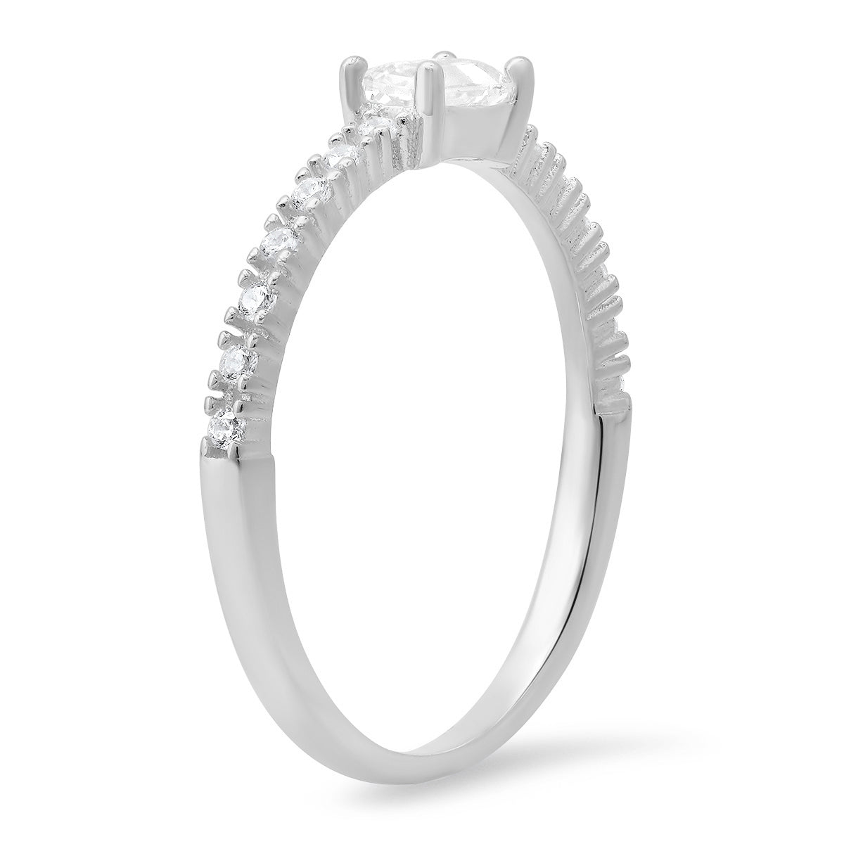 Sterling Silver East/West Baguette-cut CZ Ring