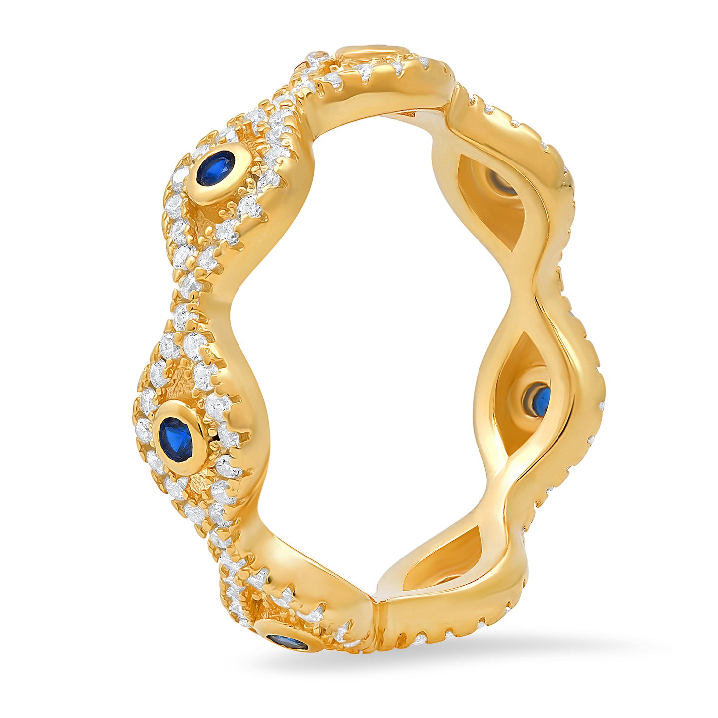 Sterling Silver CZ Evil Eye Eternity Band Ring
