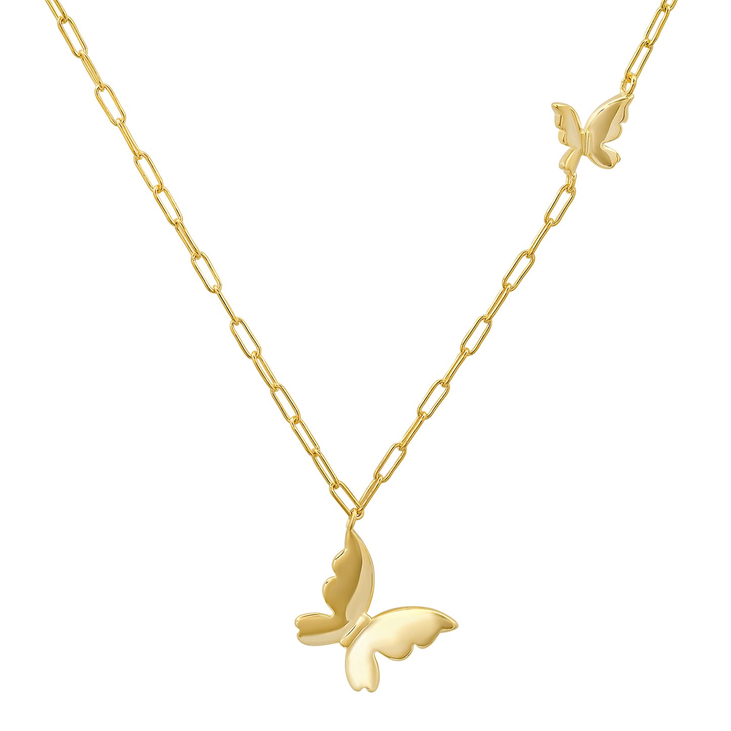 Sterling Silver Petite Paper Clip Floating Butterfly Necklace