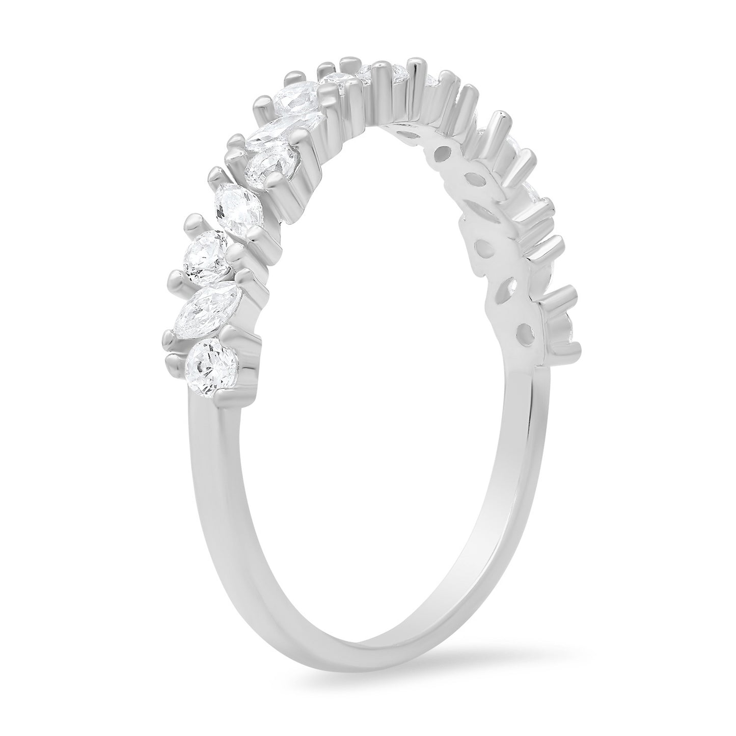 Sterling Silver Marquise-cut CZ Band Ring