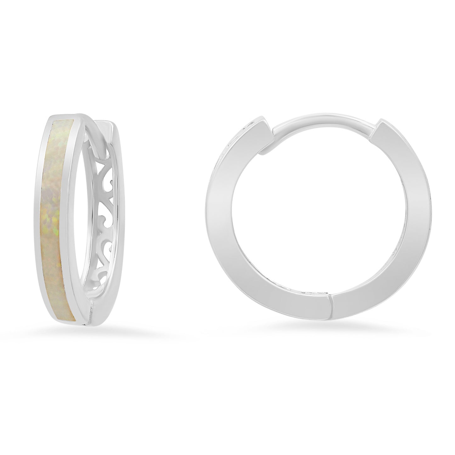 Sterling Silver Opal Hoop Earrings