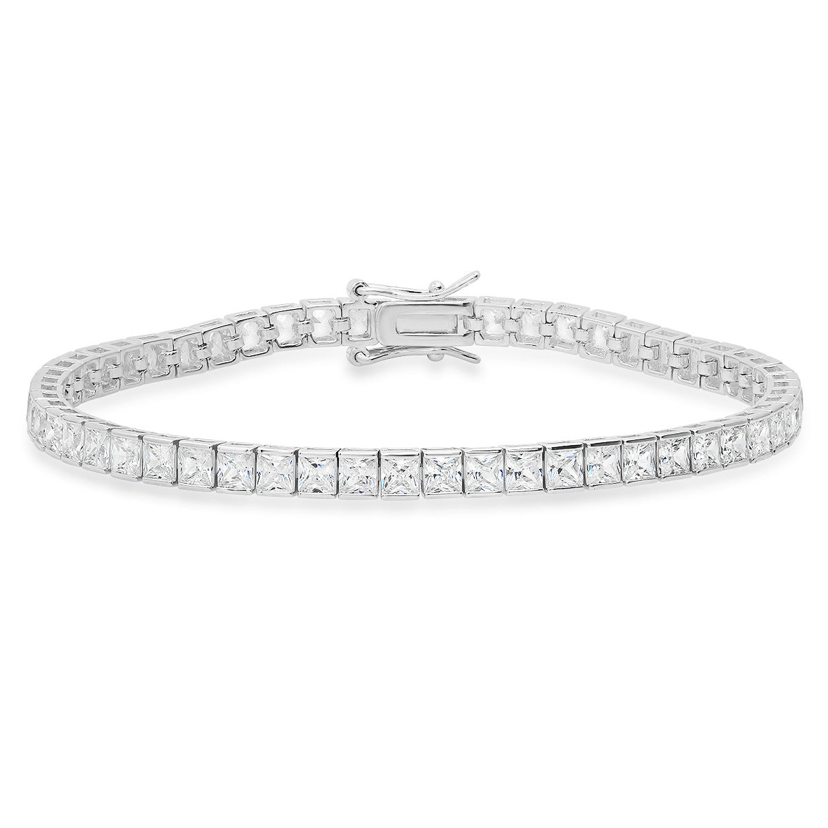 Sterling Silver Princess-cut CZ Tennis Bracelet