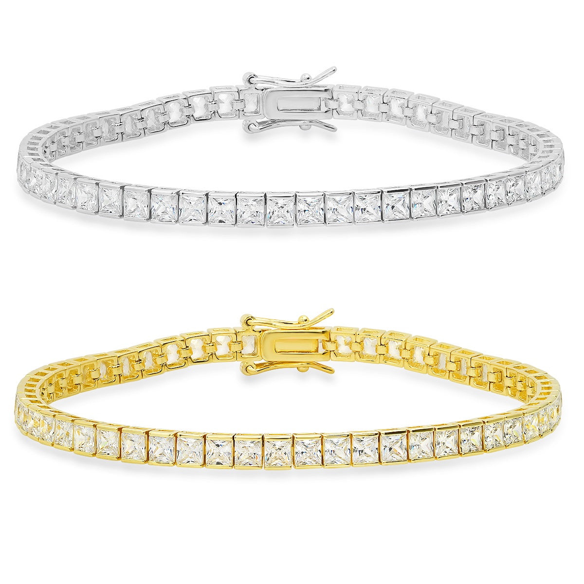 Sterling Silver Princess-cut CZ Tennis Bracelet