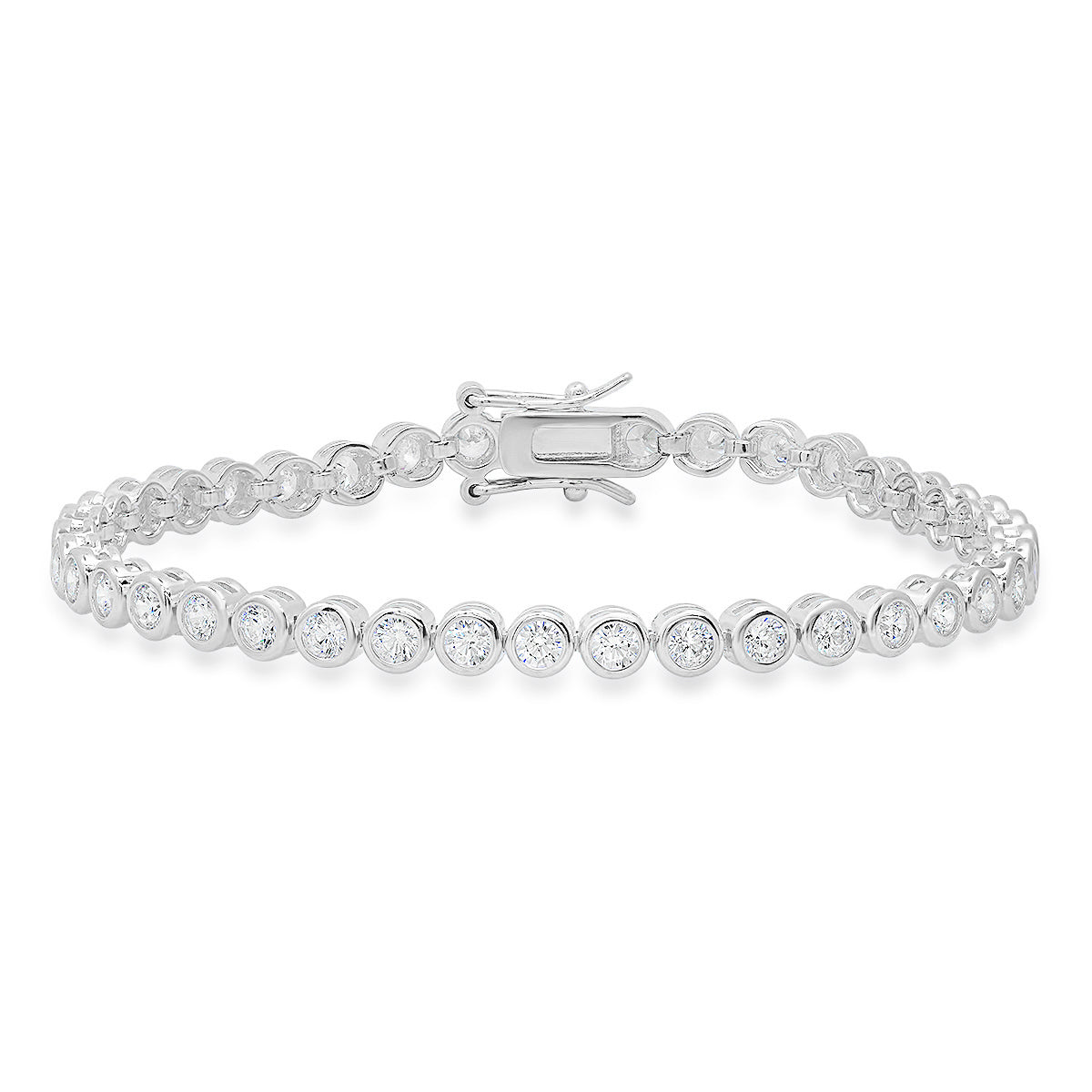 Sterling Silver Bezel-set CZ Tennis Bracelet