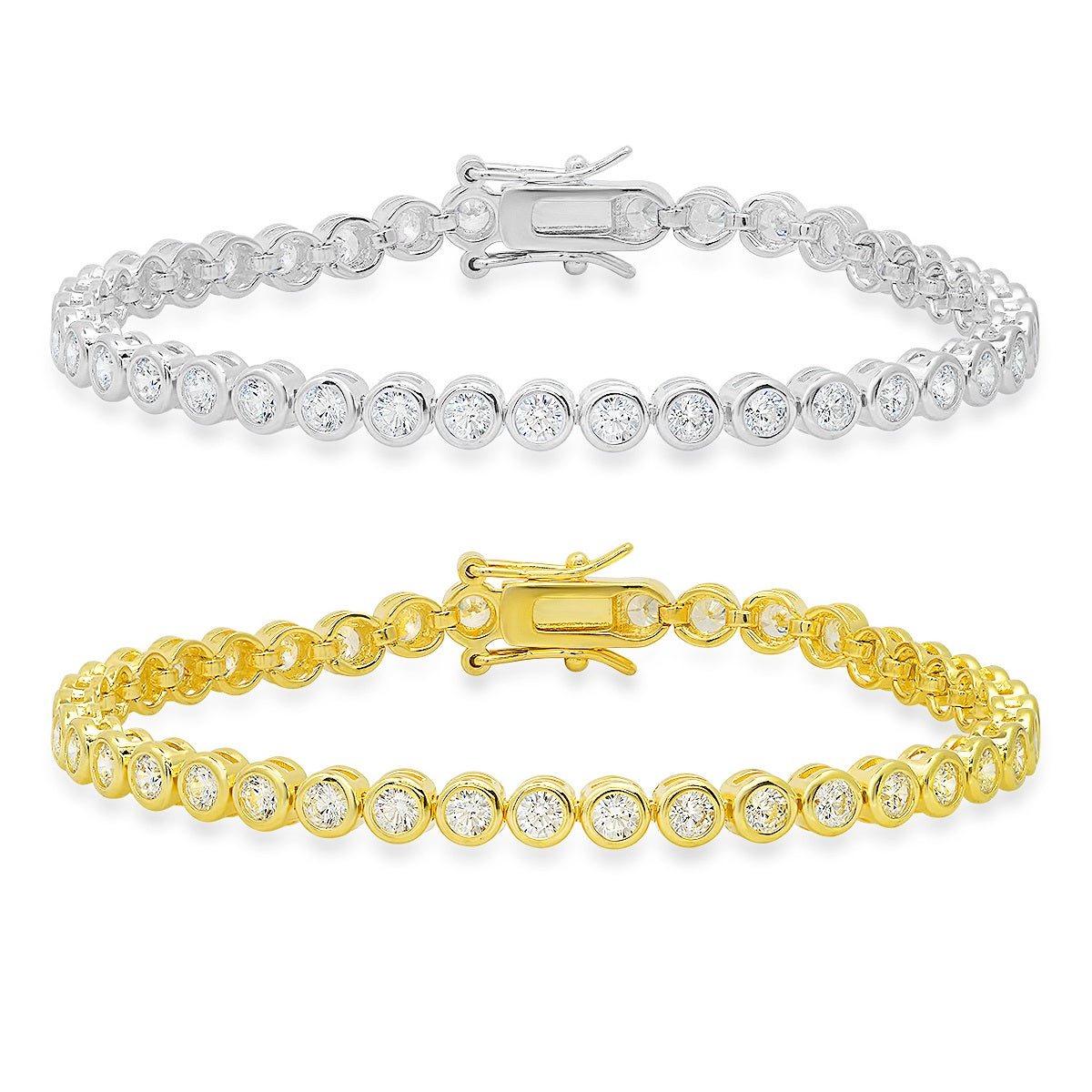 Sterling Silver Bezel-set CZ Tennis Bracelet