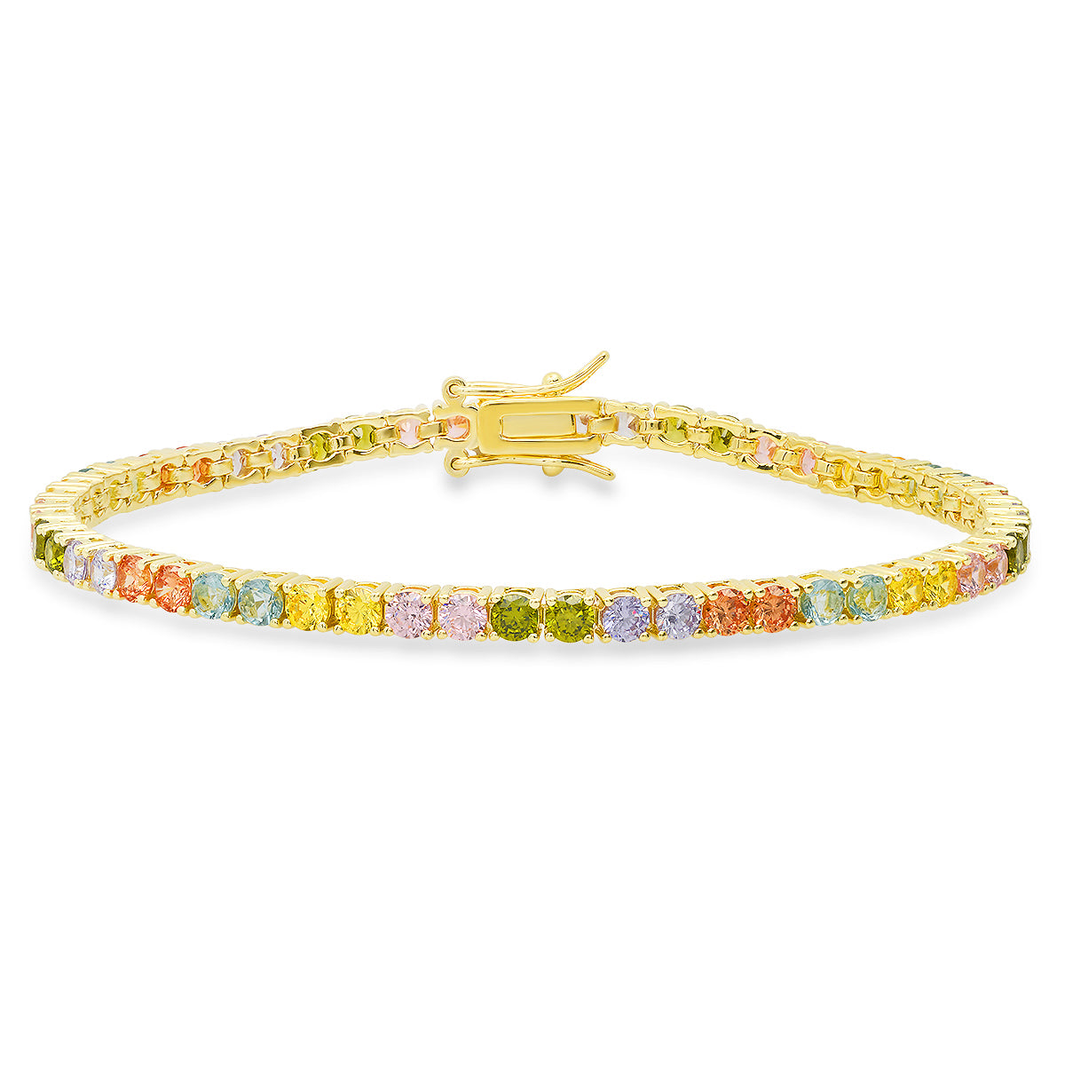 Sterling Silver Multi-color CZ Tennis Bracelet