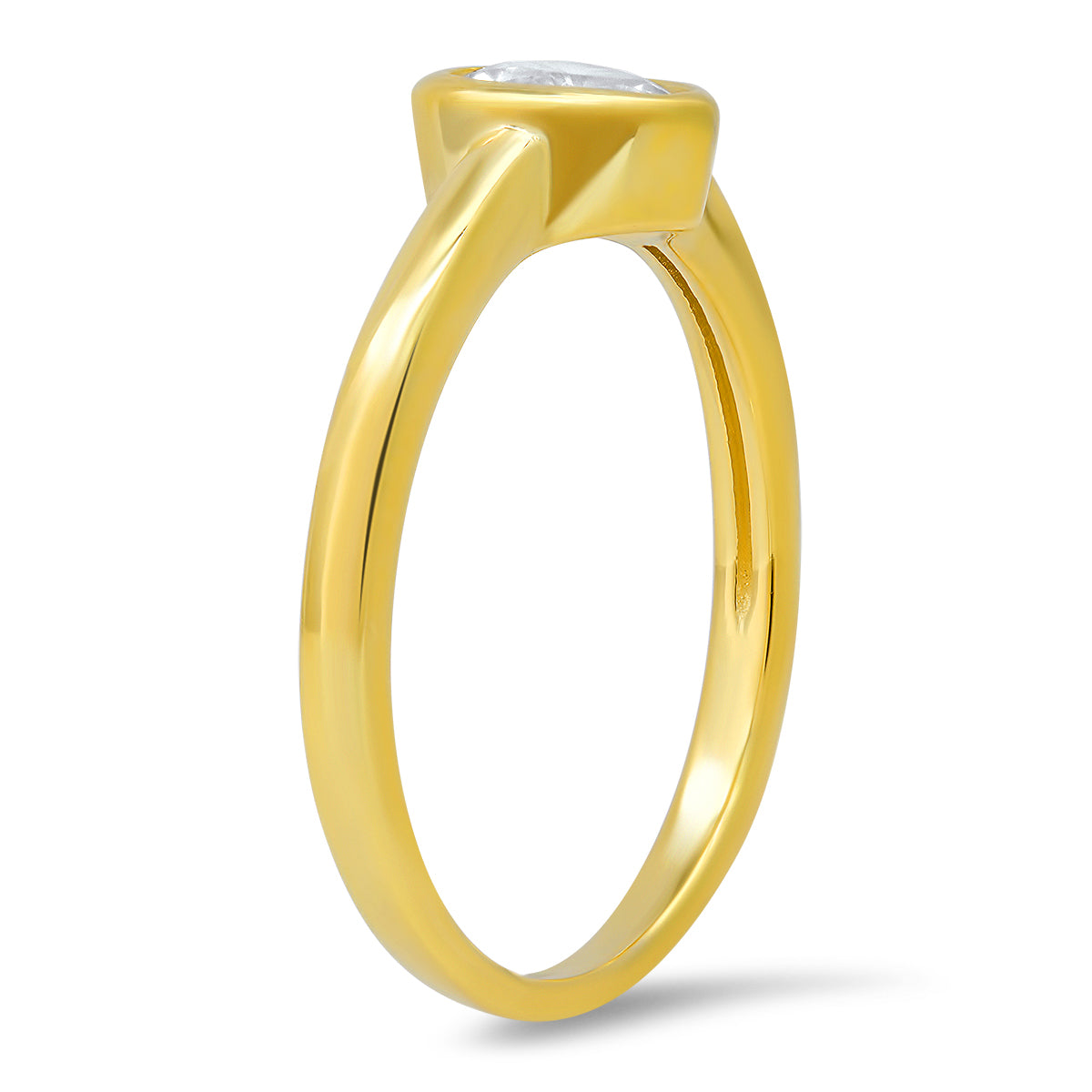 Sterling Silver Bezel-set Diamond CZ Solitaire Heart Ring