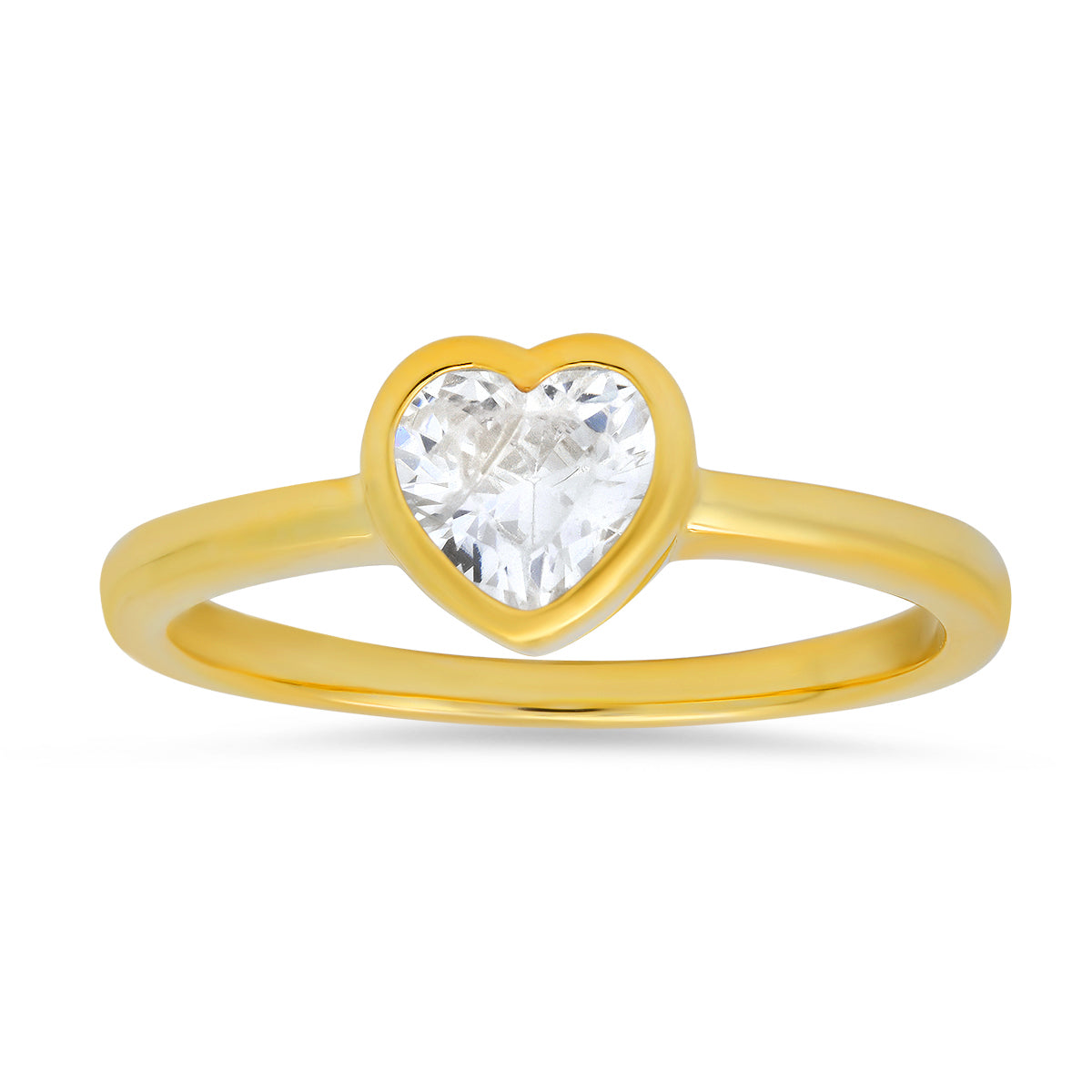 Sterling Silver Bezel-set Diamond CZ Solitaire Heart Ring