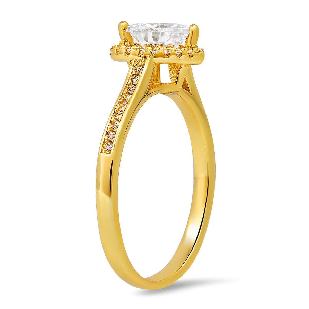 Sterling Silver Heart-cut Halo Diamond CZ Ring