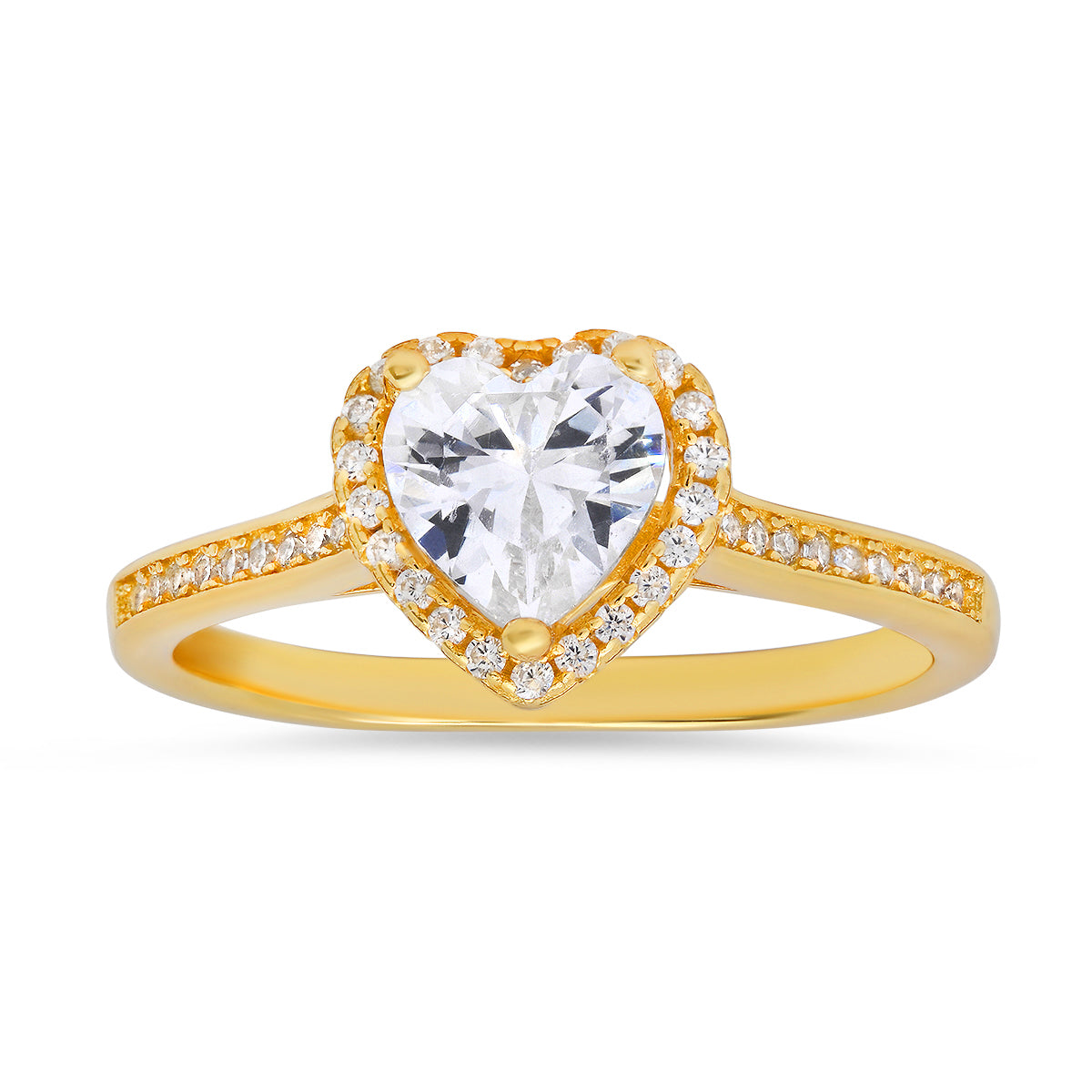 Sterling Silver Heart-cut Halo Diamond CZ Ring