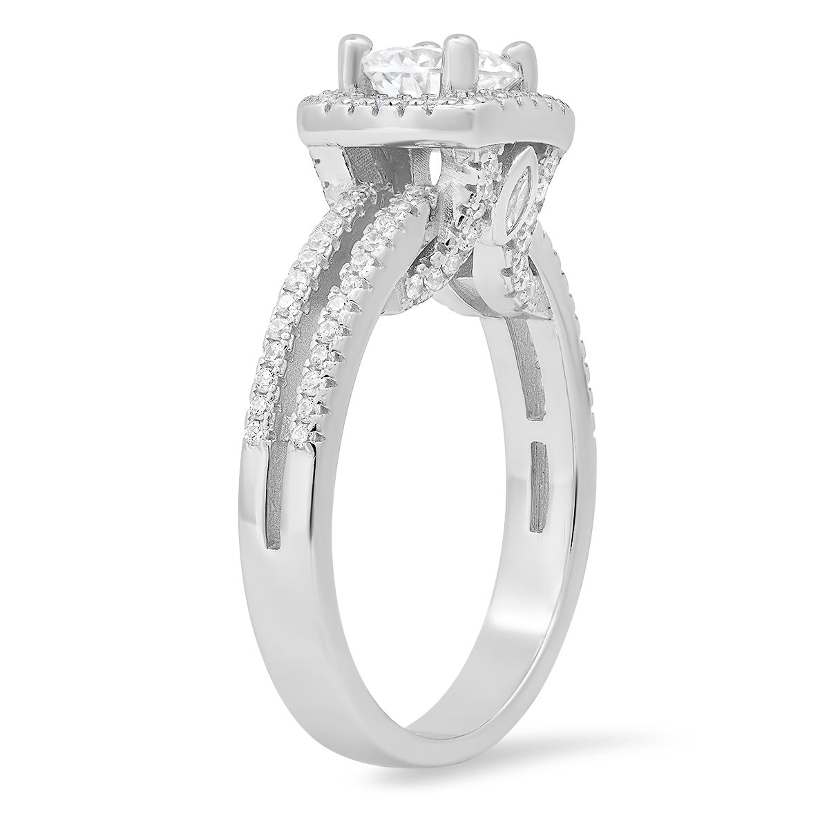 Sterling Silver Diamond CZ Halo Ring