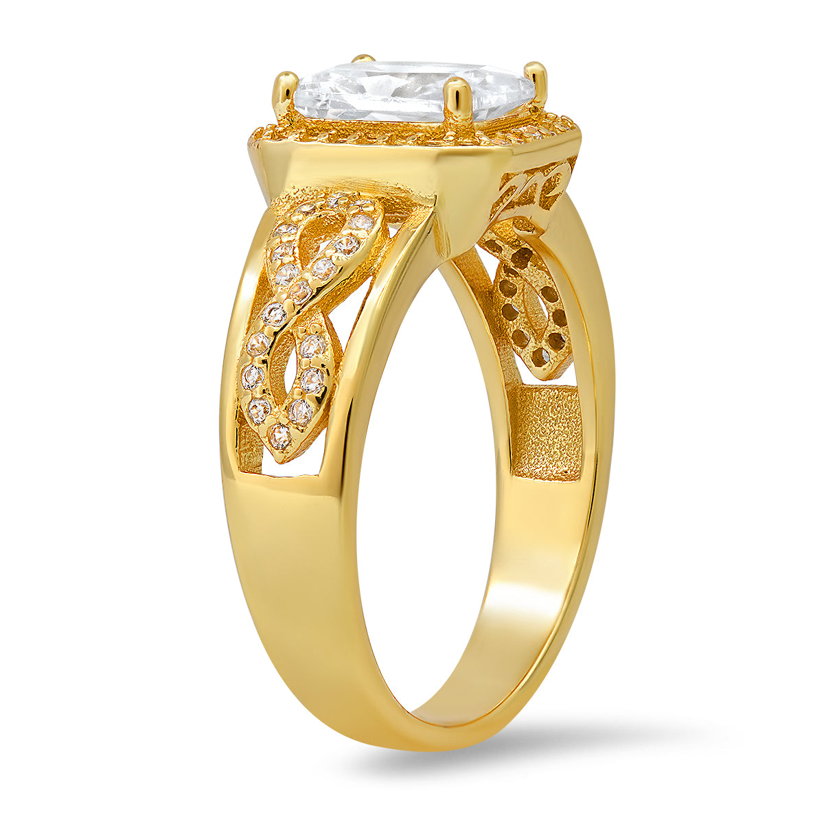 Sterling Silver Infinity Emerald-cut Diamond CZ Ring