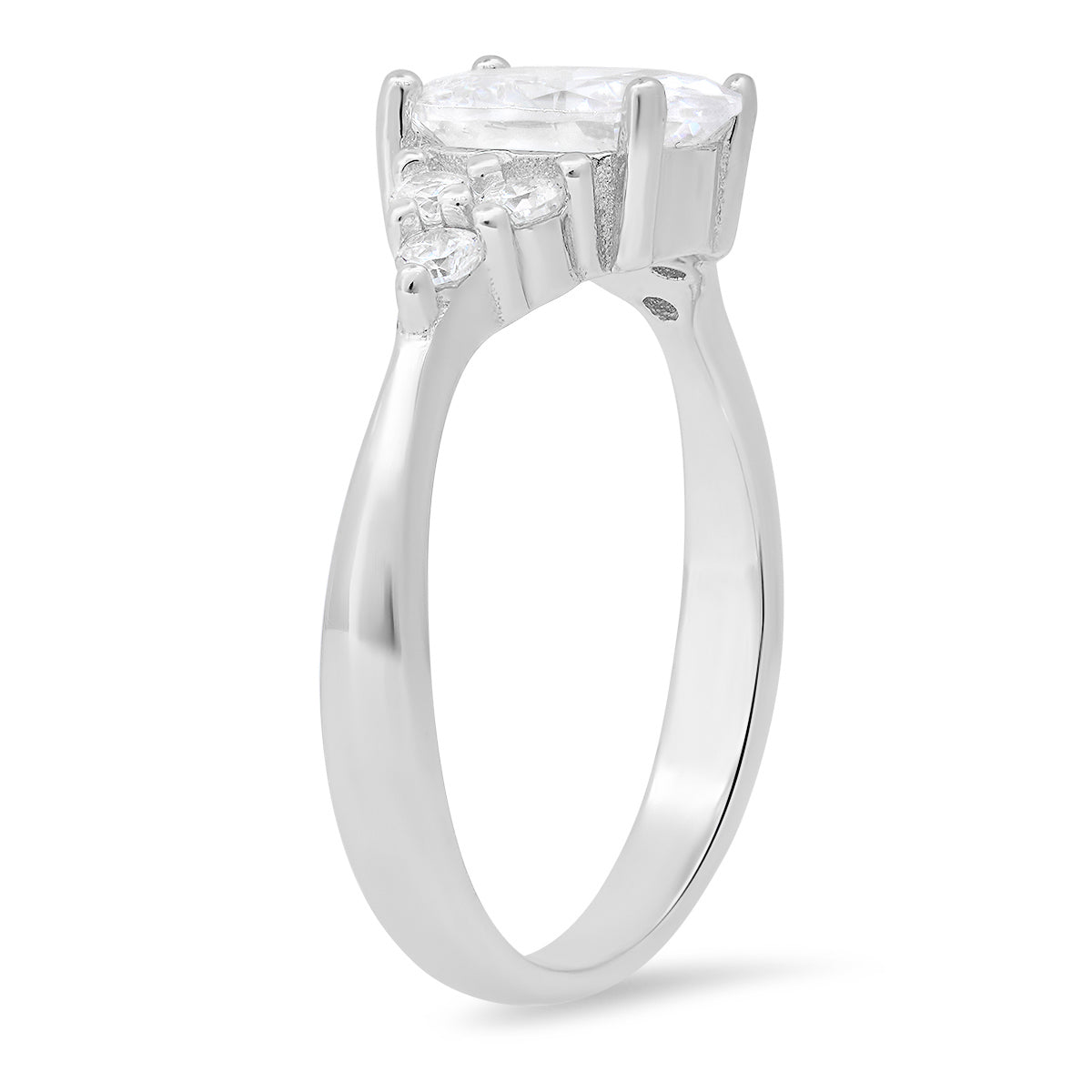 Sterling Silver Oval-cut Diamond CZ Ring