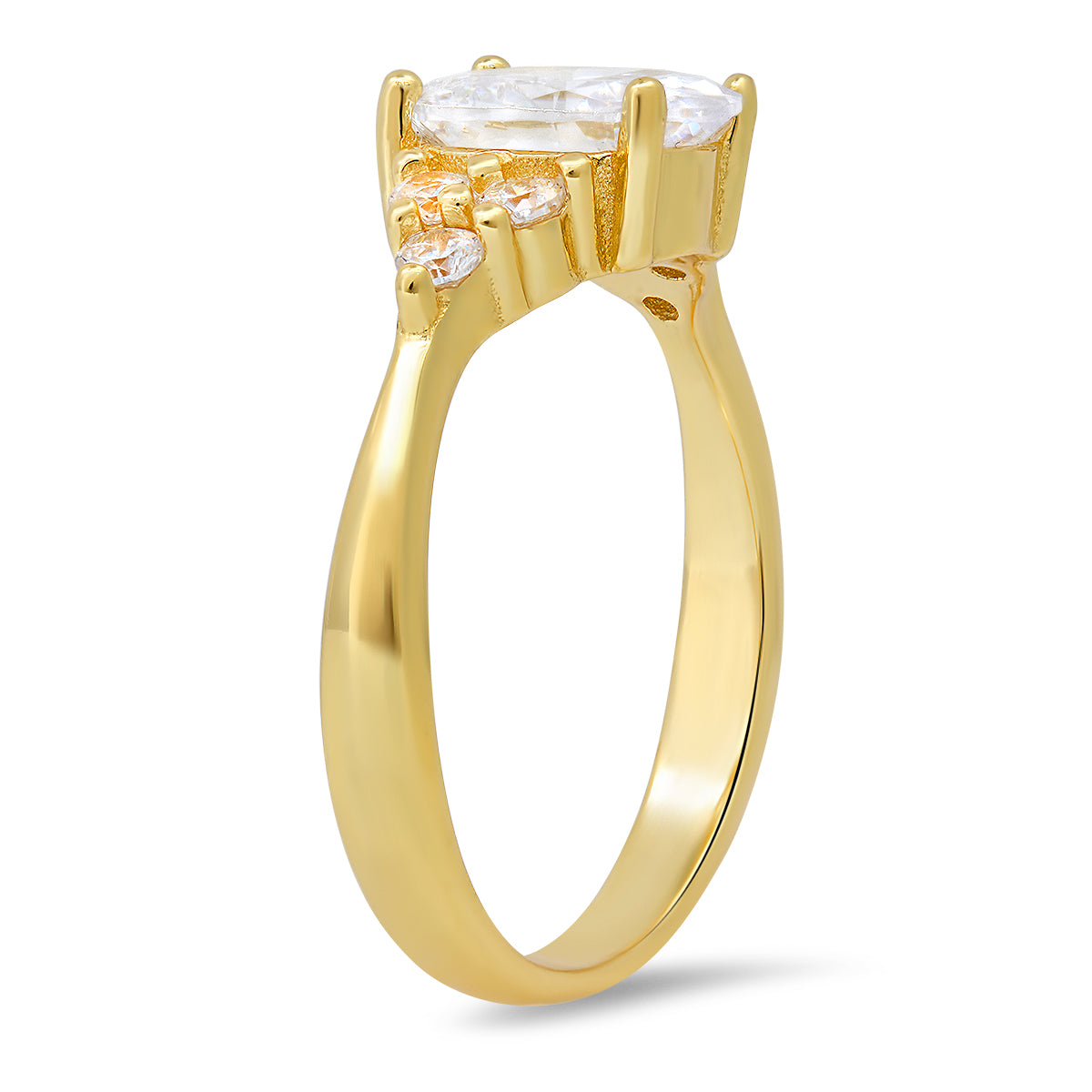 Sterling Silver Oval-cut Diamond CZ Ring