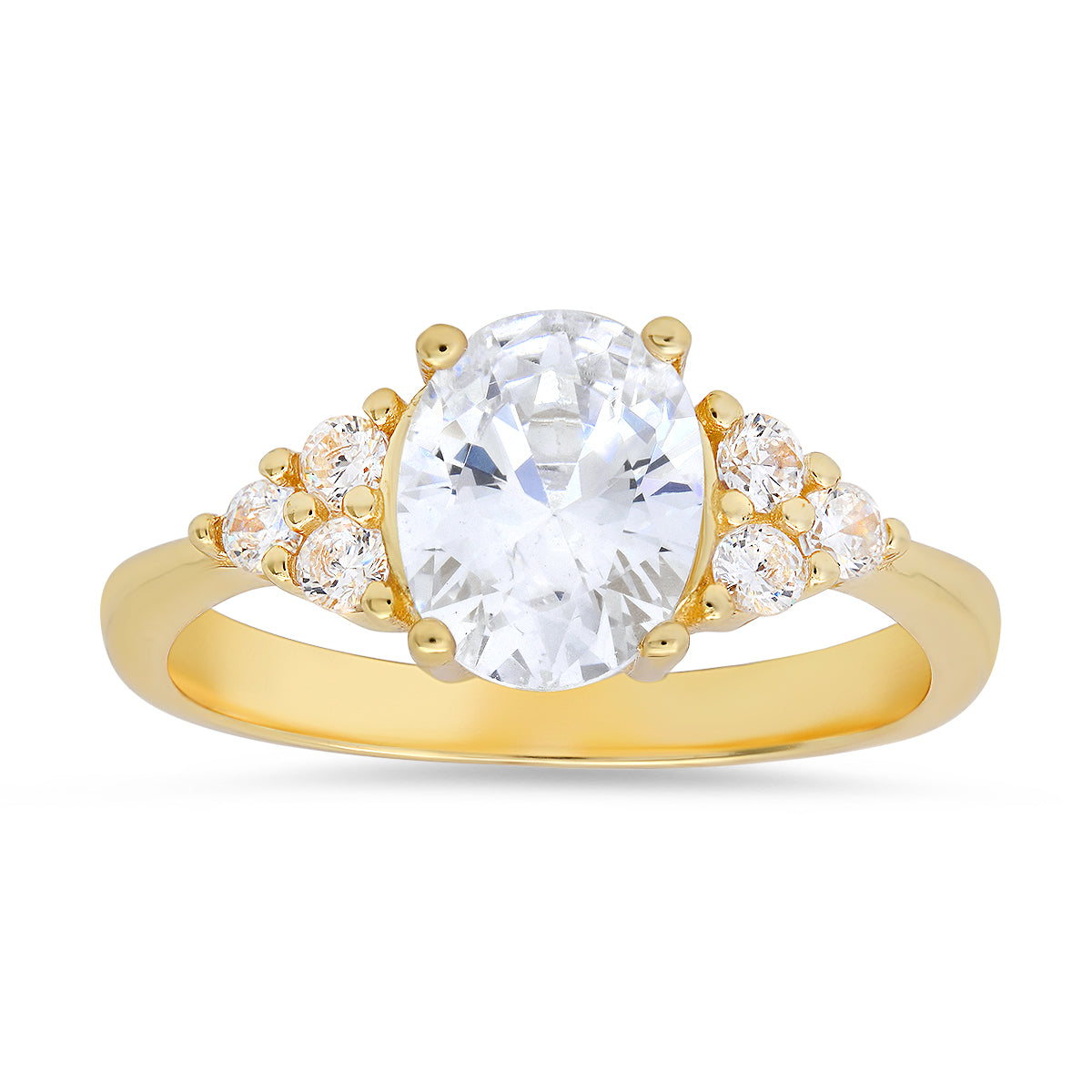 Sterling Silver Oval-cut Diamond CZ Ring