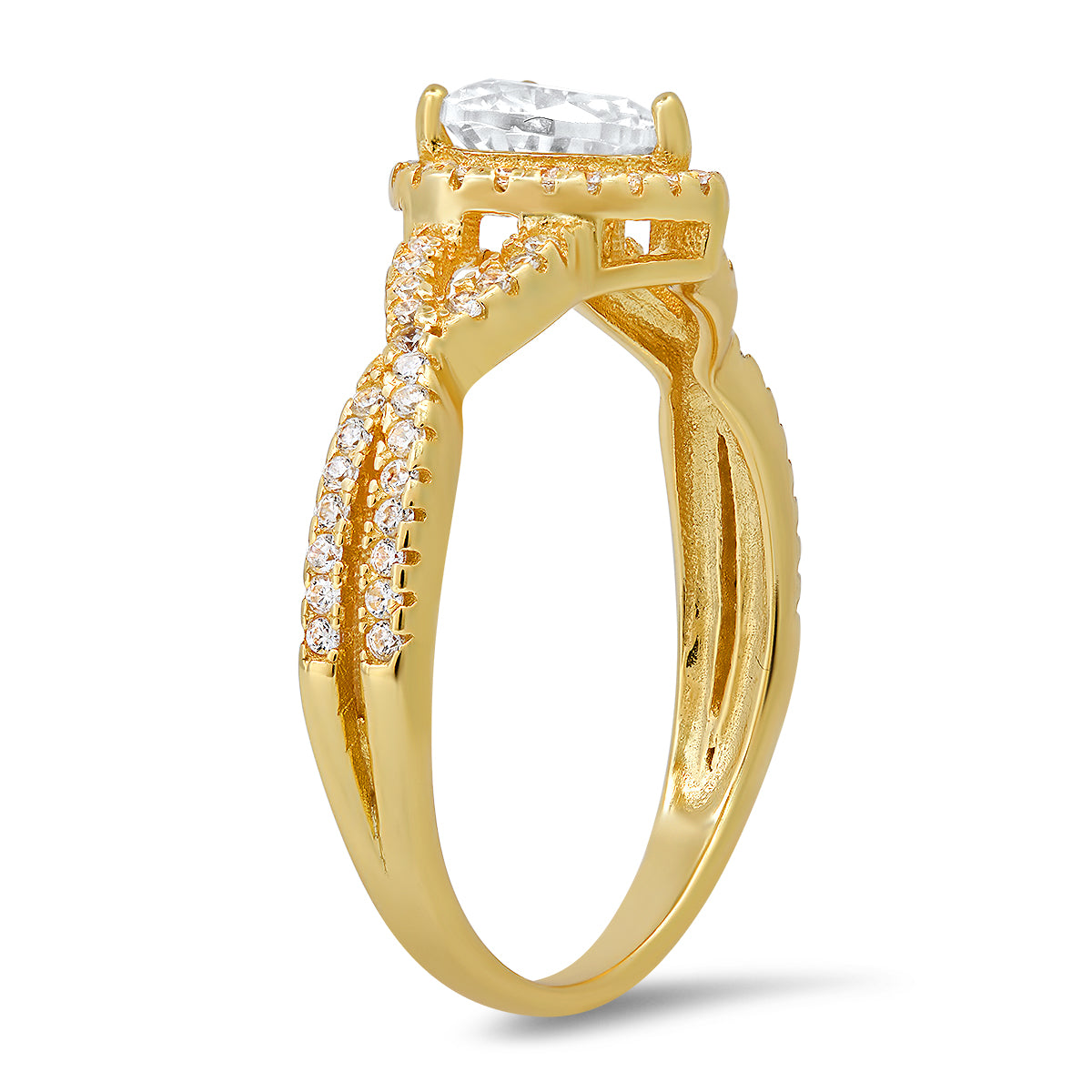 Sterling Silver Heart-cut Halo Diamond CZ Ring