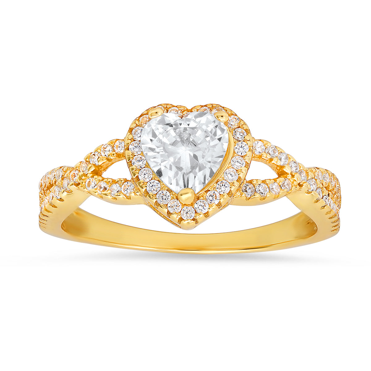 Sterling Silver Heart-cut Halo Diamond CZ Ring