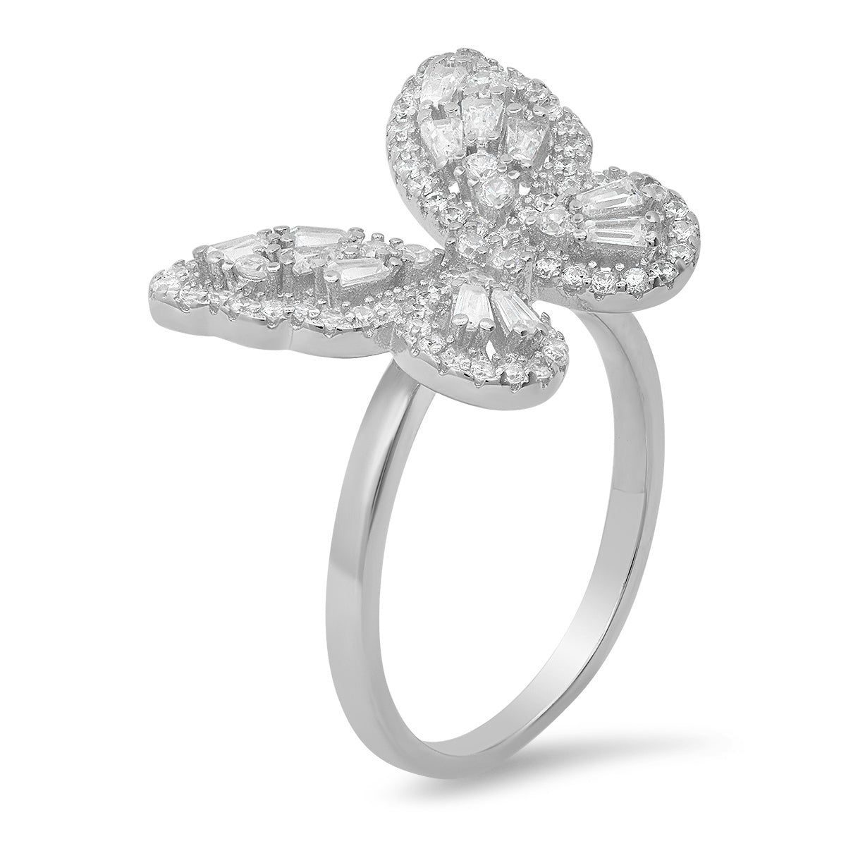 Sterling Silver Baguette Butterfly Ring