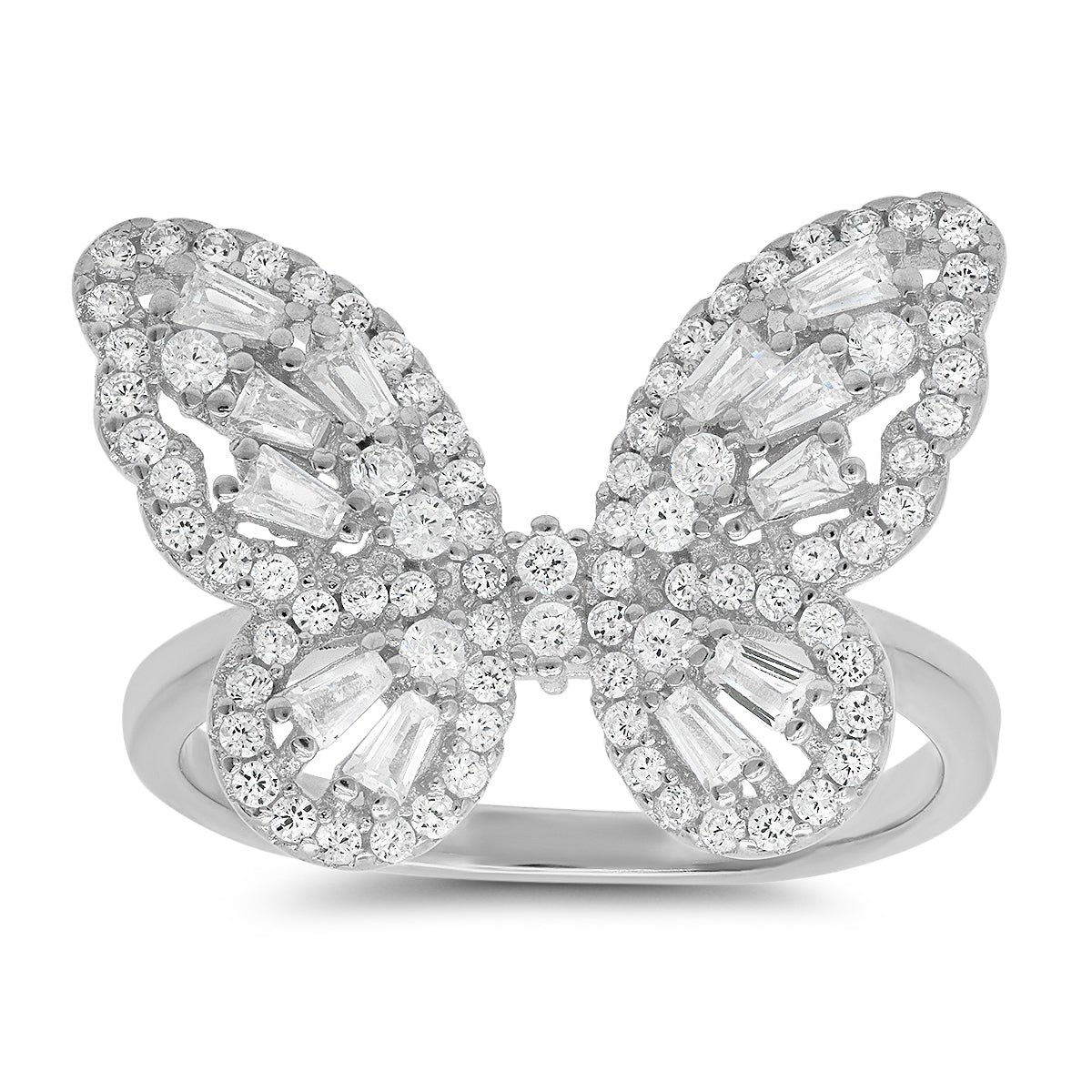 Sterling Silver Baguette Butterfly Ring