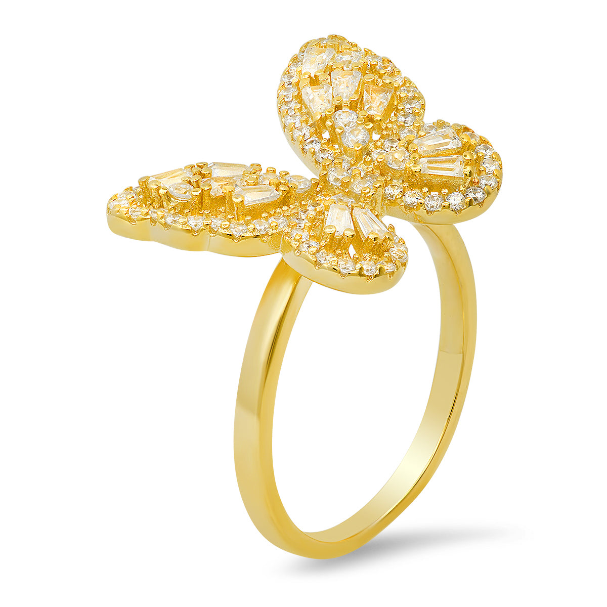 Sterling Silver Baguette Butterfly Ring