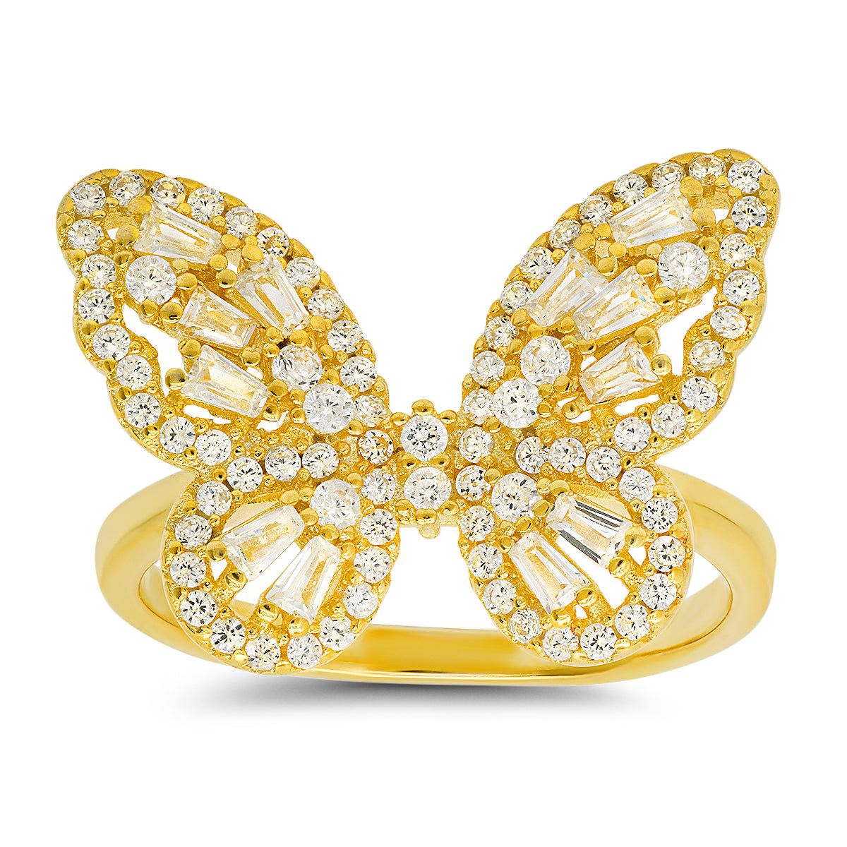Sterling Silver Baguette Butterfly Ring