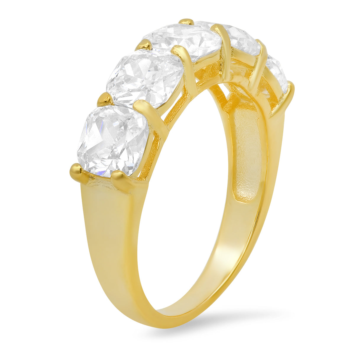 Sterling Silver 5-stone Cushion-cut CZ Ring