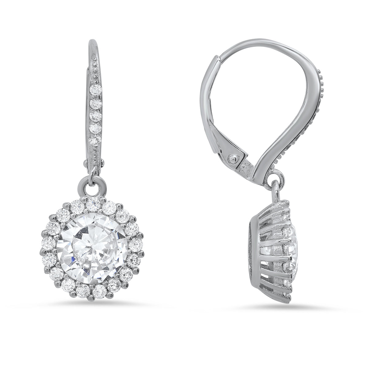 Sterling Silver Birthstone Dangling Halo Earrings
