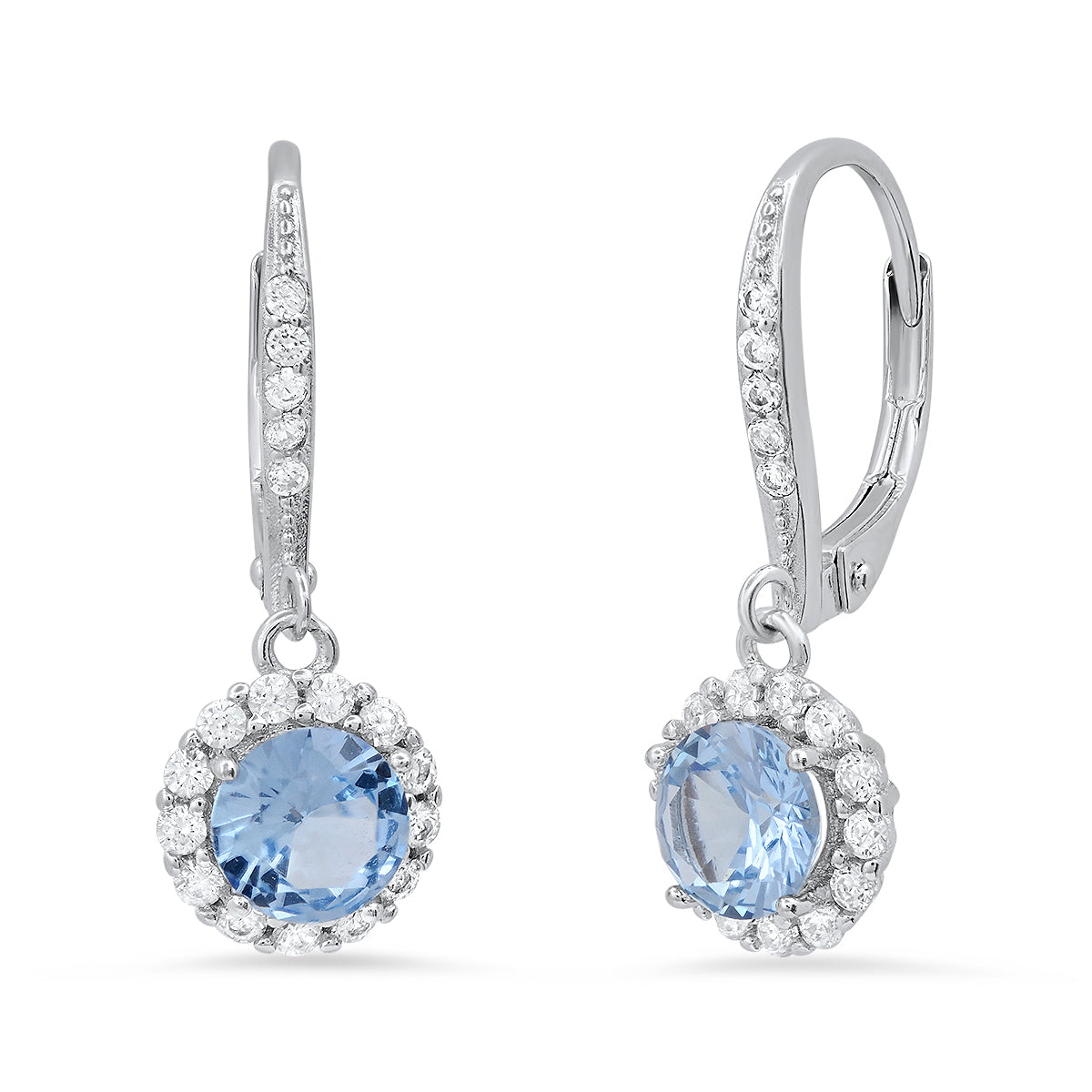 Sterling Silver Birthstone Dangling Halo Earrings
