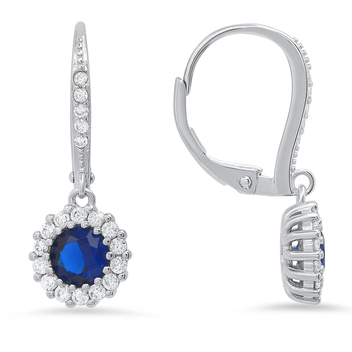 Sterling Silver Birthstone Dangling Halo Earrings