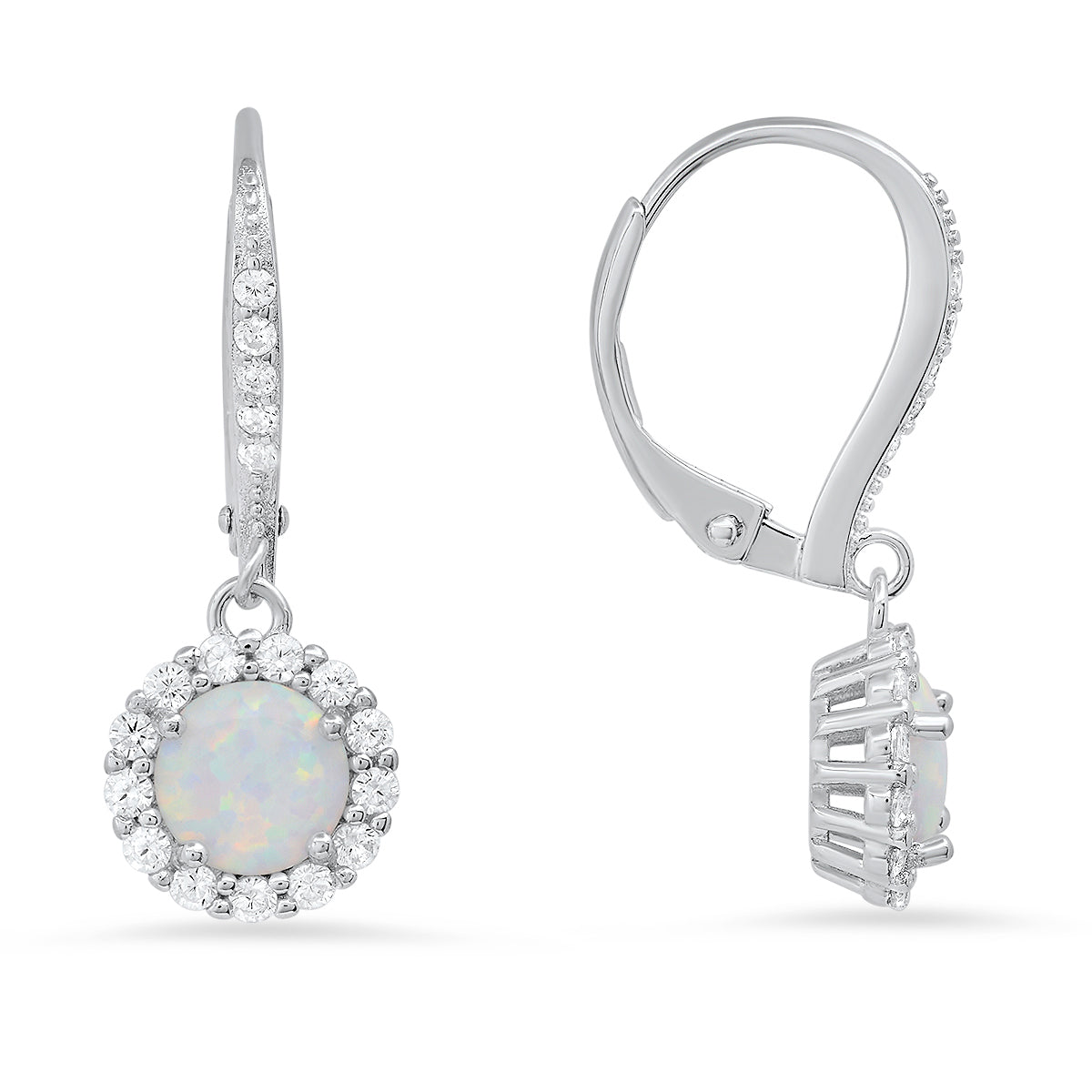 Sterling Silver Birthstone Dangling Halo Earrings