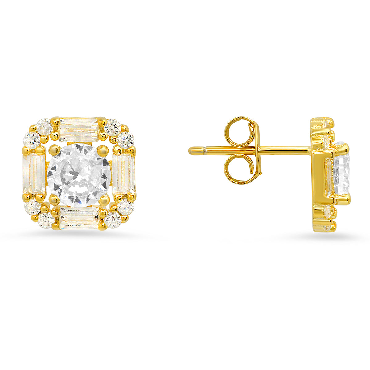 Sterling Silver CZ Halo Stud Earrings