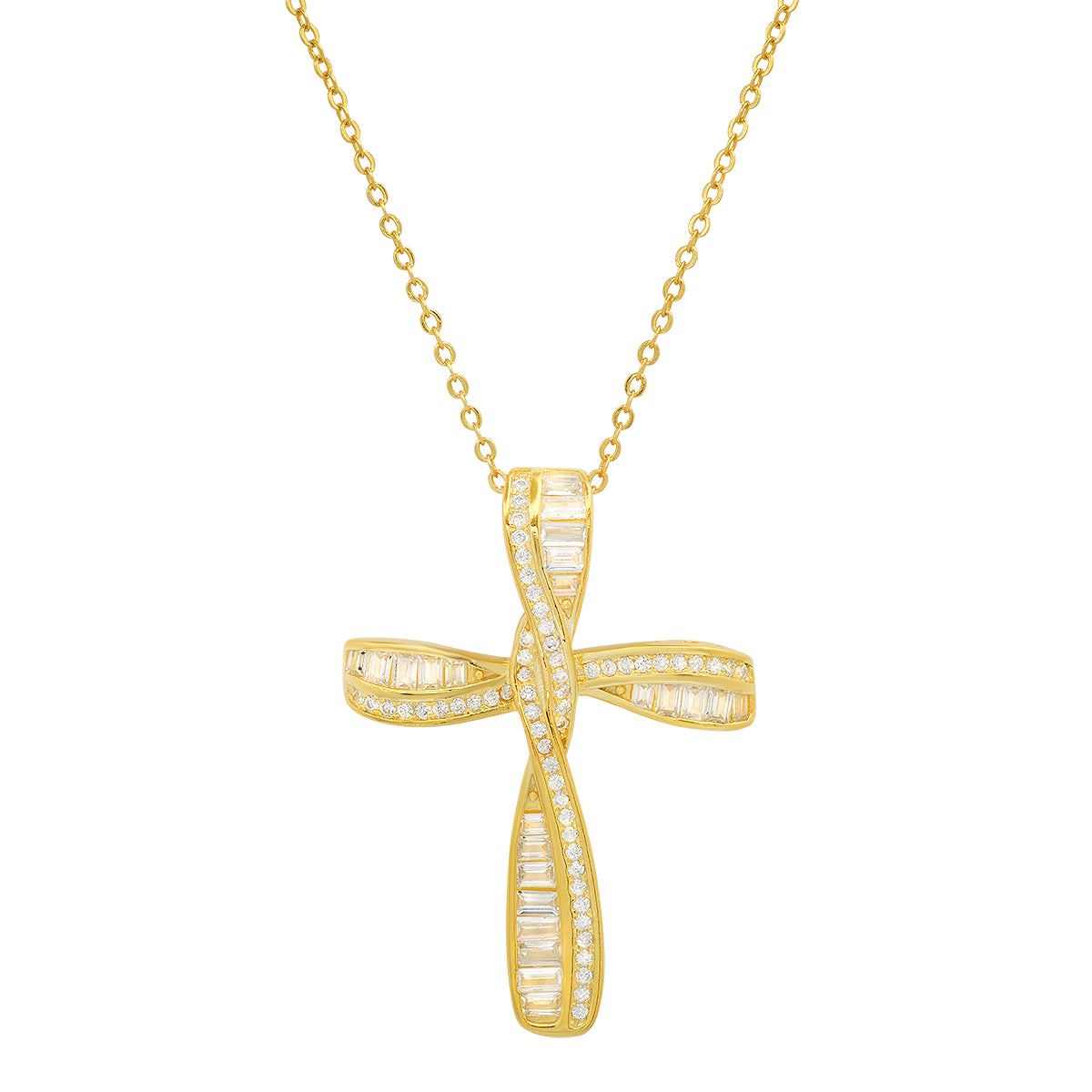 Sterling Silver Luxurious CZ Cross Pendant