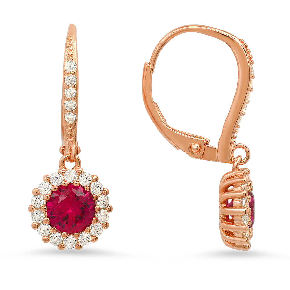 Sterling Silver Birthstone Dangling Halo Earrings