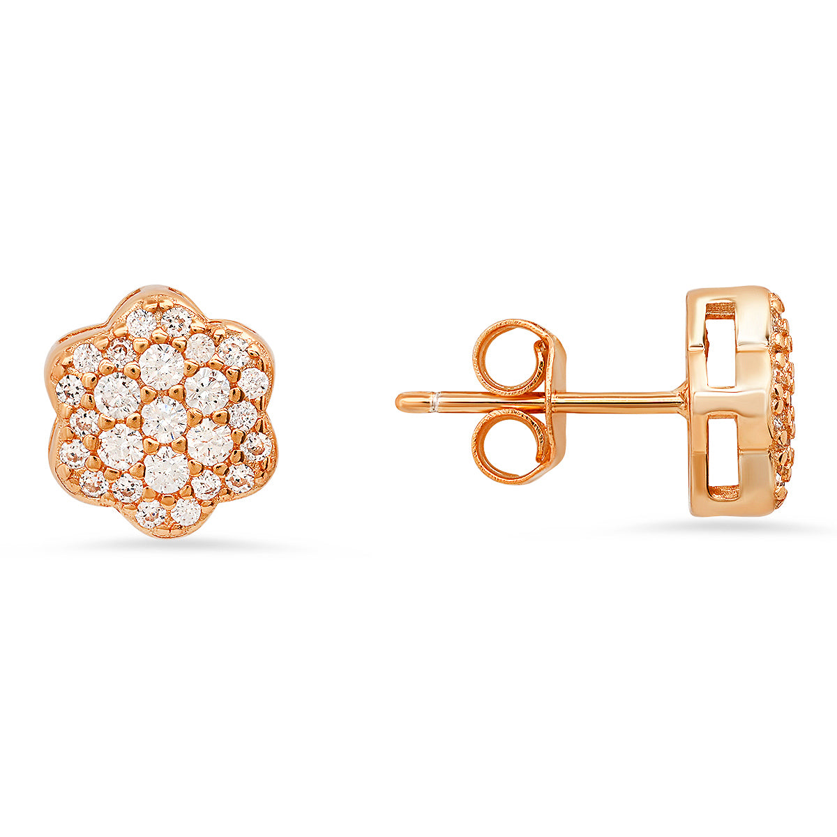 Sterling Silver Petite Flower CZ Stud Earrings