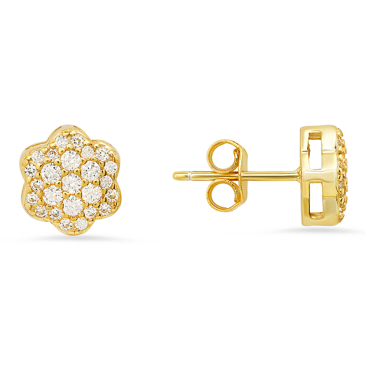 Sterling Silver Petite Flower CZ Stud Earrings