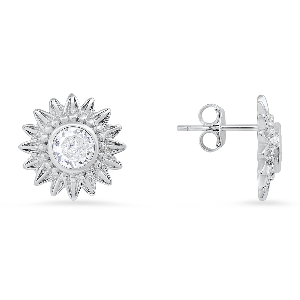 Sterling Silver Vintage Floral Stud Earrings