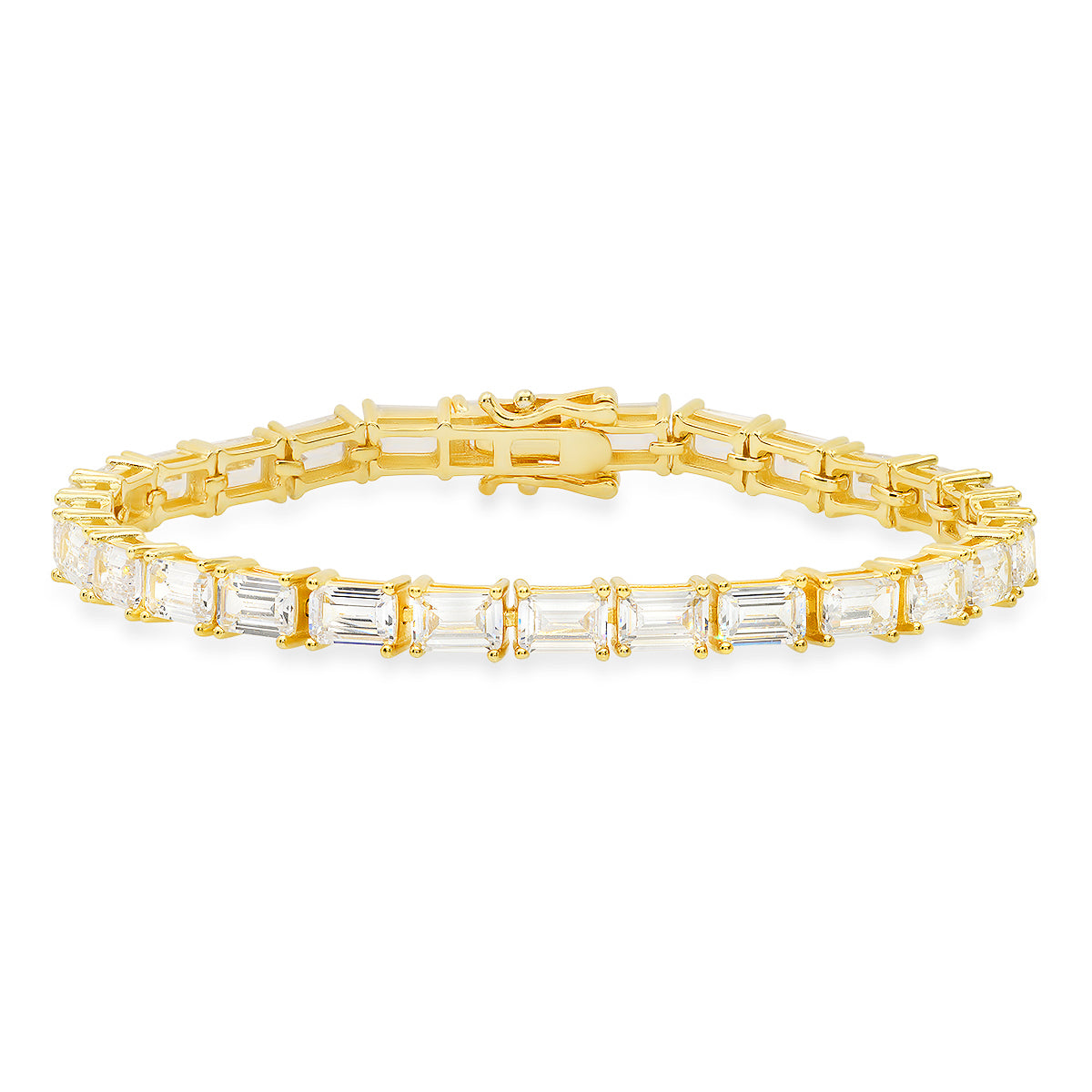 Sterling Silver Emerald-cut CZ Tennis Bracelet
