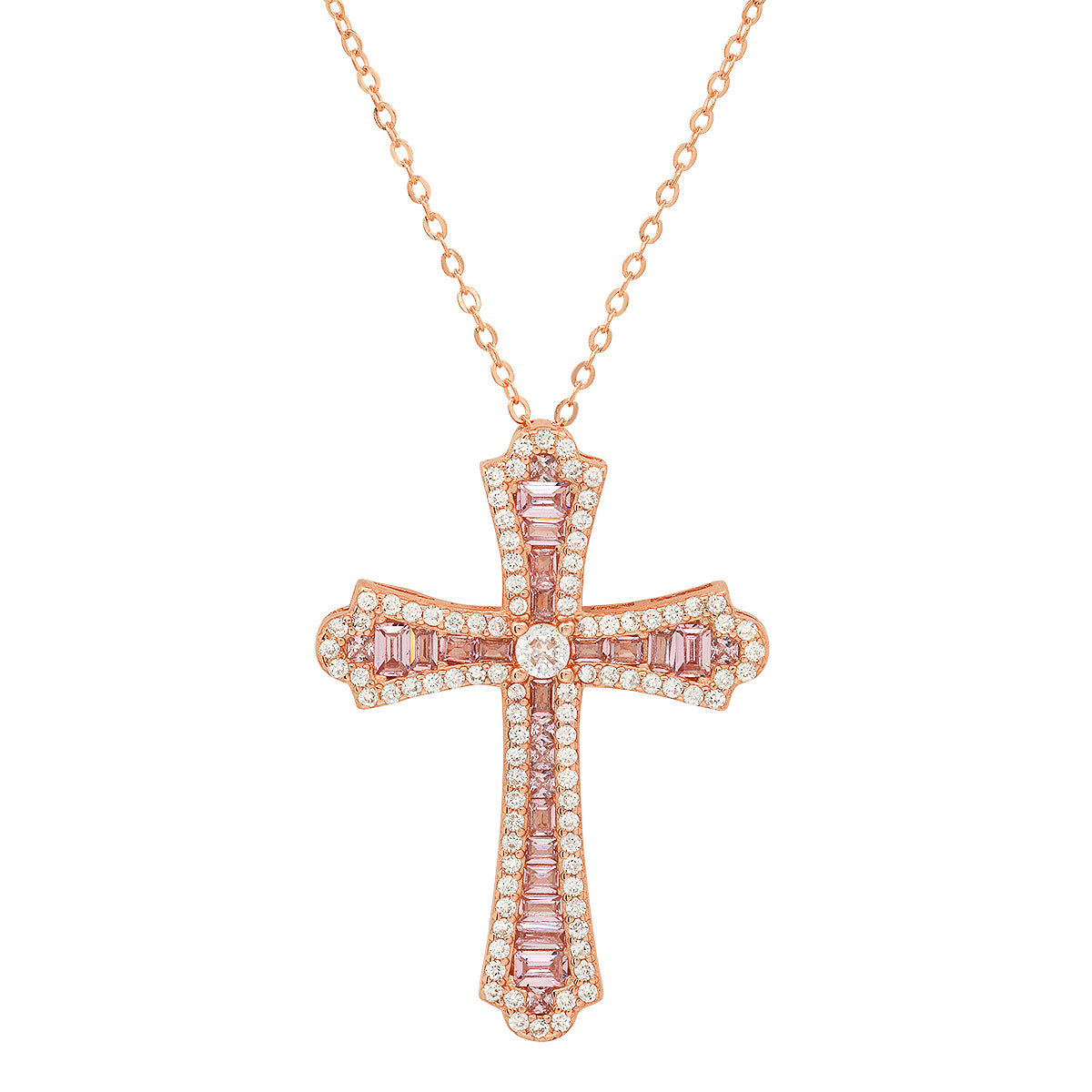 Sterling Silver Luxurious CZ Cross Pendant