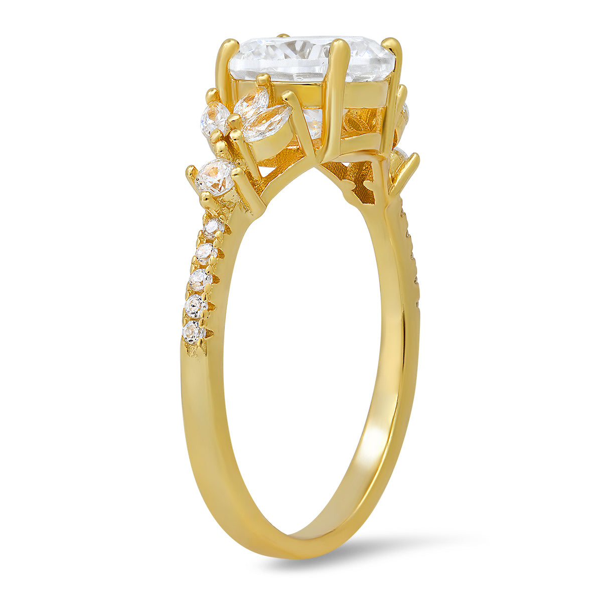 Sterling Silver Round & Marquise-cut Diamond CZ Ring