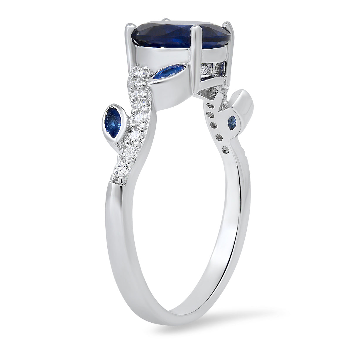 Sterling Silver Sapphire Floral Ring