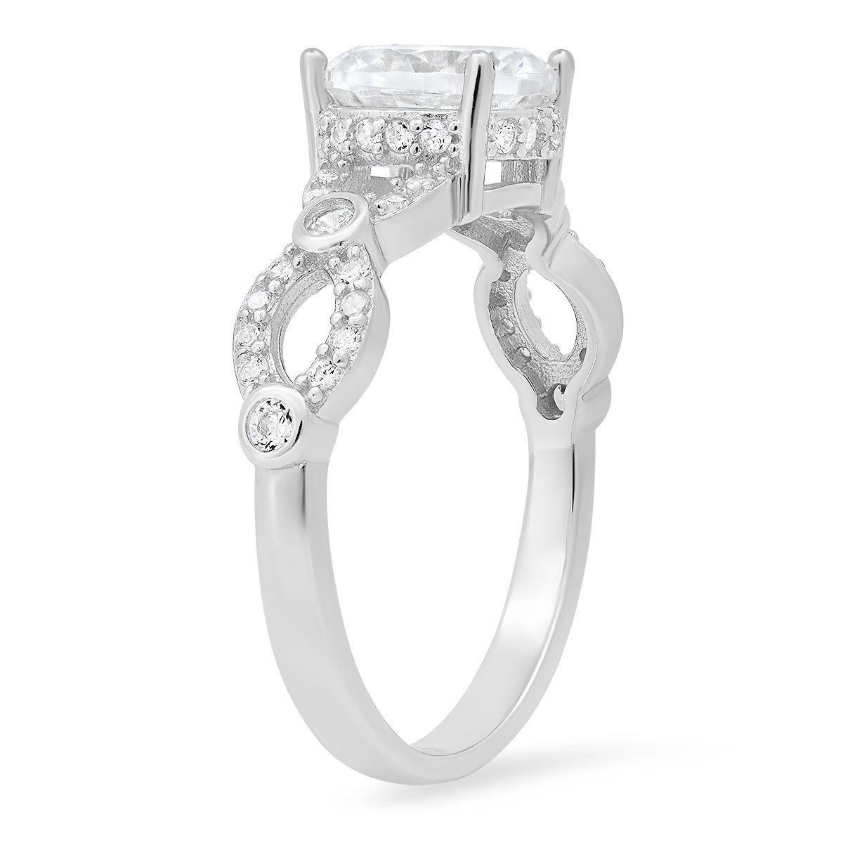 Sterling Silver Round-cut Diamond CZ Ring
