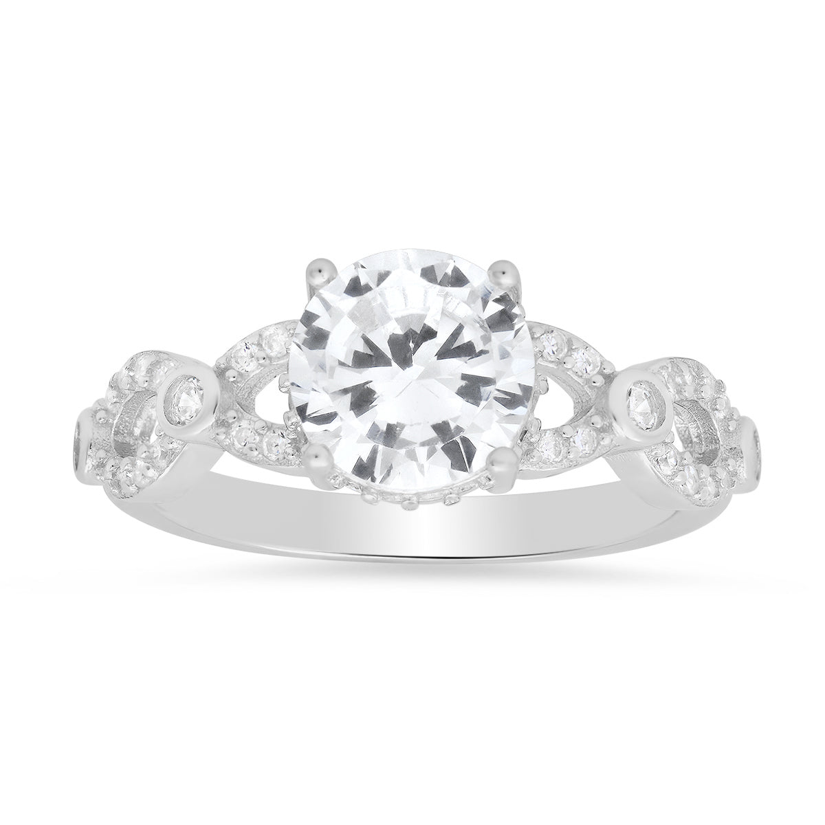 Sterling Silver Round-cut Diamond CZ Ring