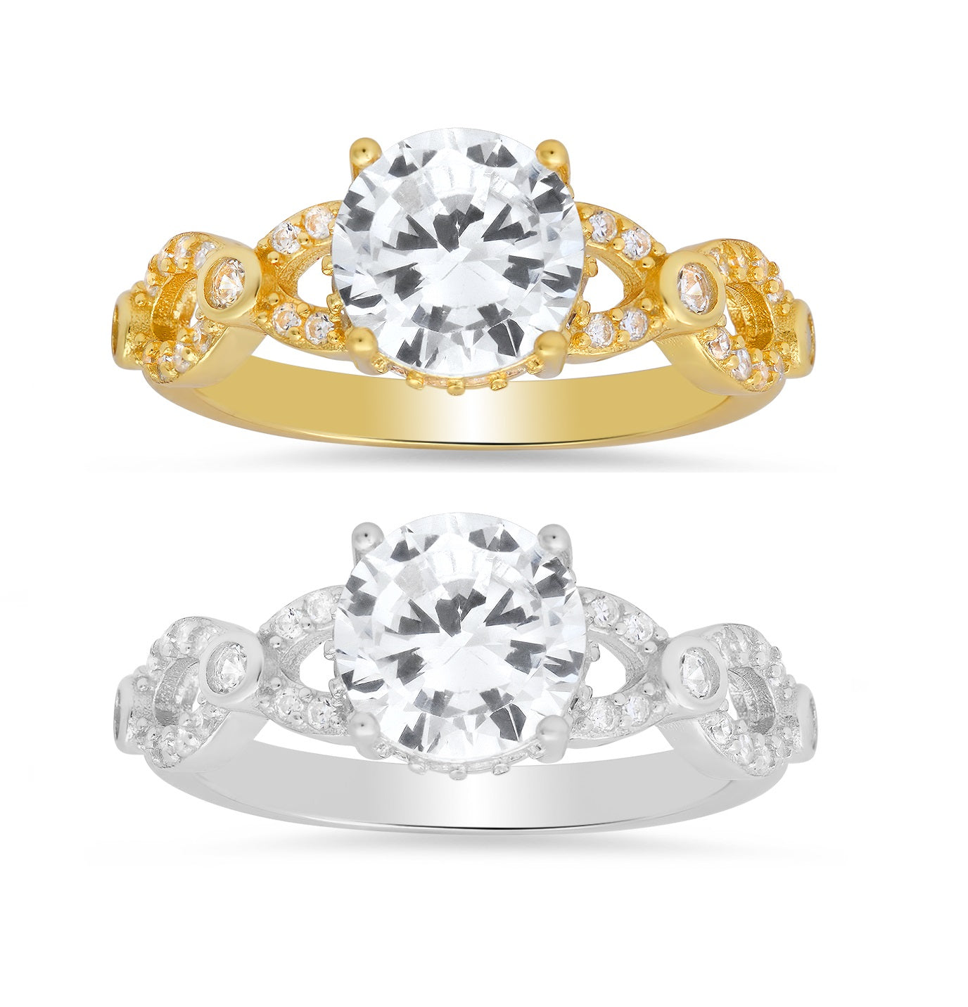 Sterling Silver Round-cut Diamond CZ Ring