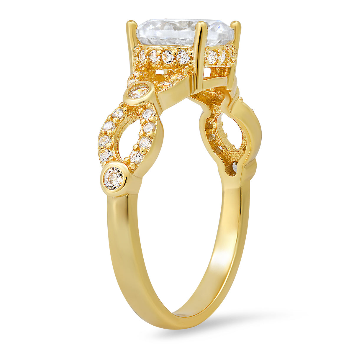Sterling Silver Round-cut Diamond CZ Ring