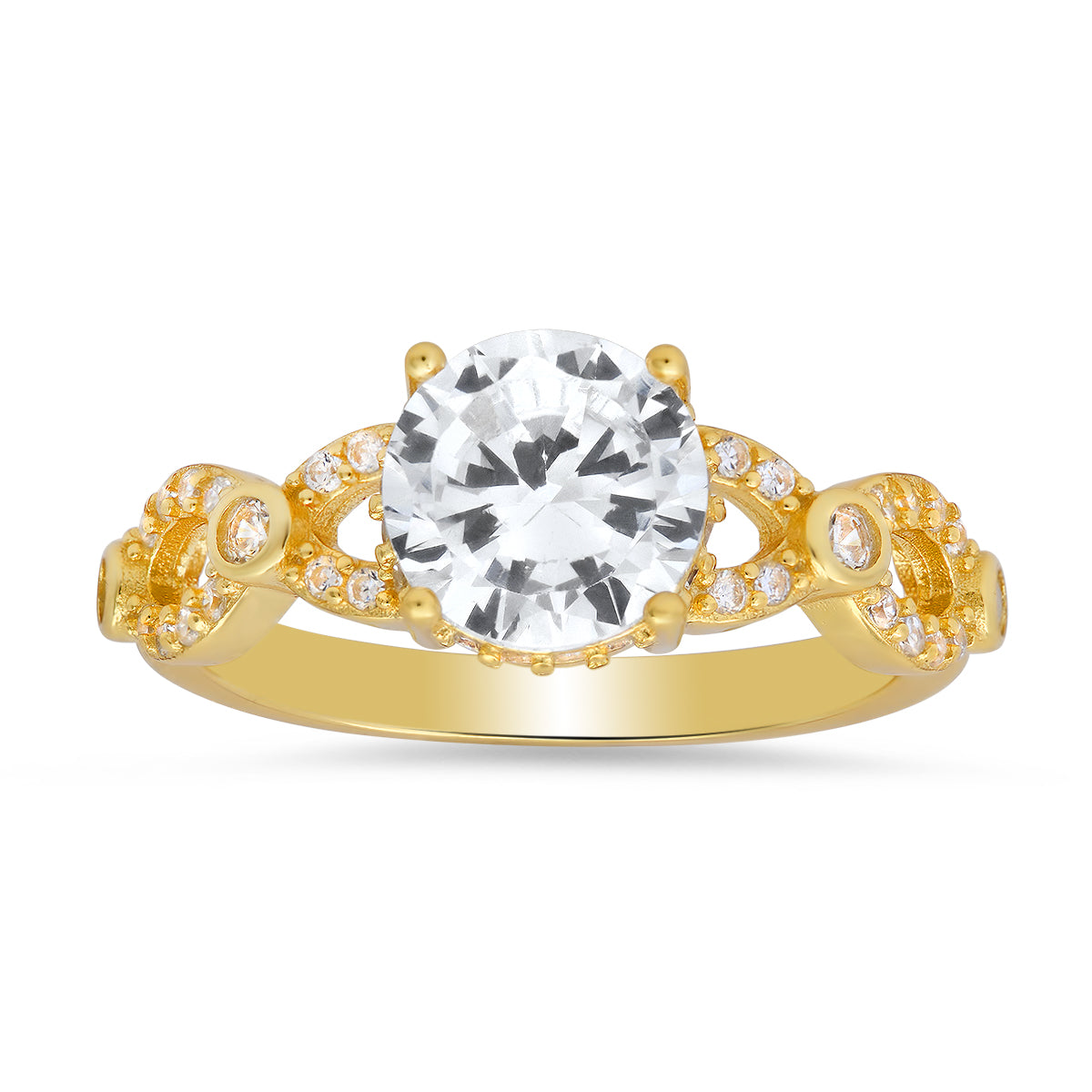 Sterling Silver Round-cut Diamond CZ Ring
