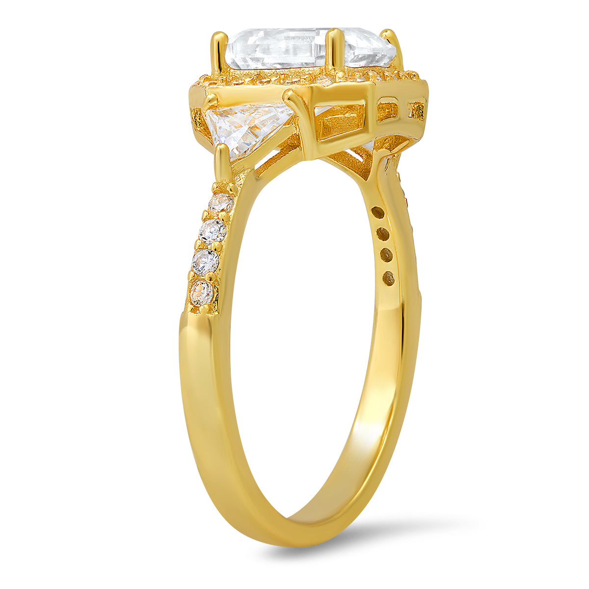 Sterling Silver Asscher-cut Diamond CZ Halo Ring