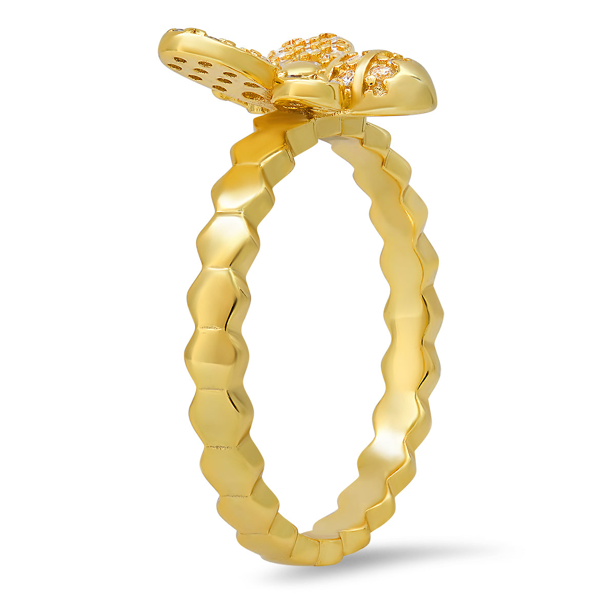 Gold Over Silver Diamond CZ Bumble Bee Ring