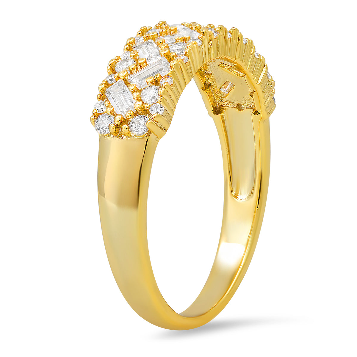 Sterling Silver Baguette-cut Diamond CZ Band Ring